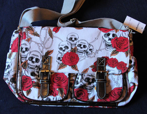 Bolso Calaveras y Rosas Blanco Delante