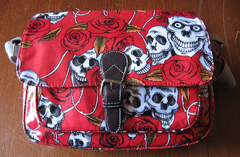 Bolso Calaveras y Rosas Rojo