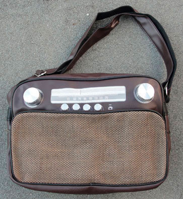 Bolso Radio Retro Grande Marrón/Plata