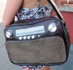 Bolso Radio Retro Grande Marrón/Plata