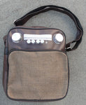 Bolso Radio Retro Cuadrada Marrón/Plata