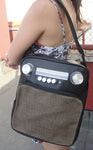 Bolso Radio Retro Cuadrada Negro/Plata