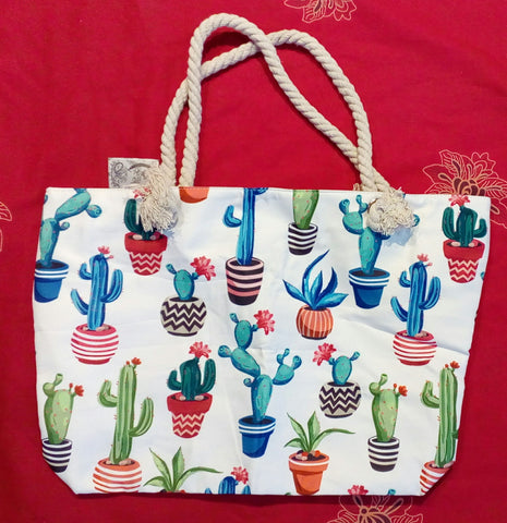 Bolso de playa cactus azul y rojo