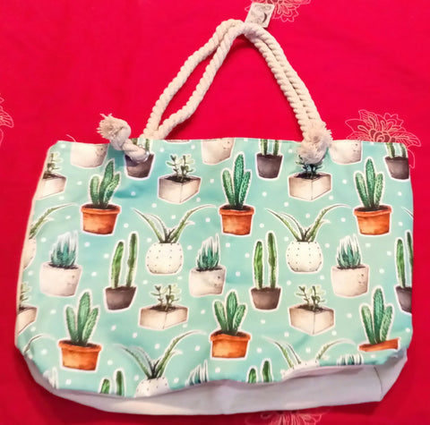 Bolso de playa cactus verde claro