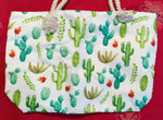Bolso de playa cactus verde y azul