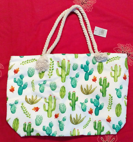 Bolso de playa cactus verde y azul