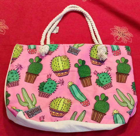 Bolso de playa cactus rosa