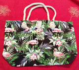 Bolso de playa flamencos negro