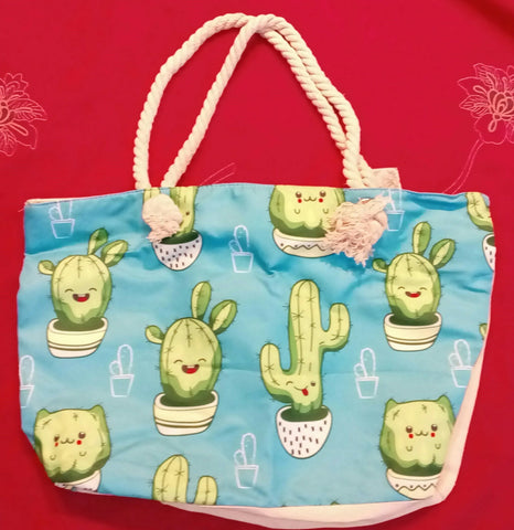 Bolso de playa cactus azul